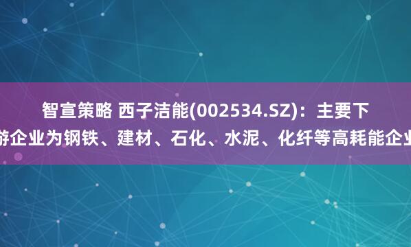 智宣策略 西子洁能(002534.SZ)：主要下游企业为钢铁、建材、石化、水泥、化纤等高耗能企业