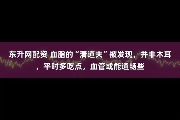 东升网配资 血脂的“清道夫”被发现，并非木耳，平时多吃点，血管或能通畅些